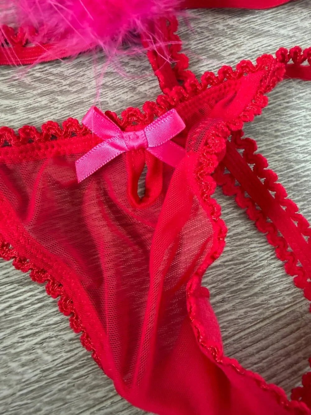 Victoria’s Secret Sexy Little Things Hot Pink Babydoll & Open Crotch Panty Set - Picture 6 of 13